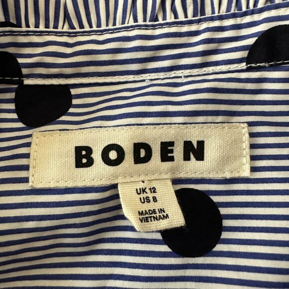Boden Phoebe Cotton Polka Dot Shirt Women's 8 Long Sleeve Button Up Blouse - Picture 3 of 6